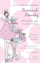 Pink Petal Bridal Cake Luncheon Invitations