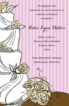 Sweet Wedding Cake Floral Decoration Invitations