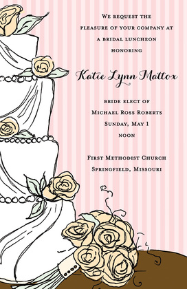 Simplified Wedding Cake Floral Decoration Invitations