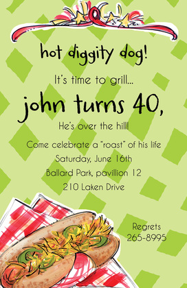 Hot Diggity Dog Birthday Party Invitations