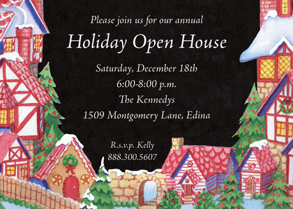 Holiday Village Winter Scene Invitations