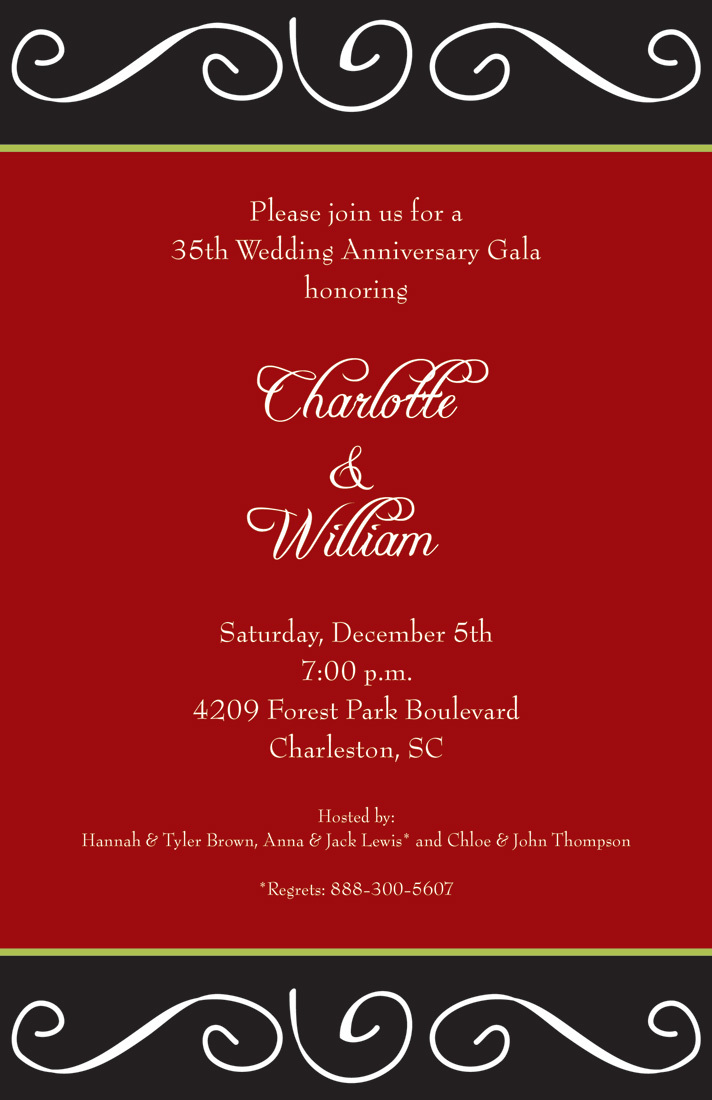 Holiday Scroll Red Invitations