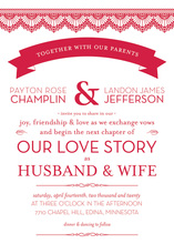 Simple Lace Red Banner Invitations