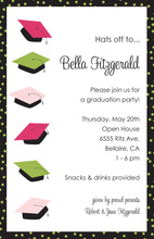 Multicolor Graduation Caps Border Invitations