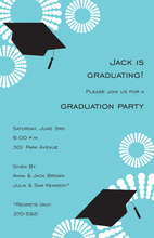 Modern Graduation Caps Blue Invitations