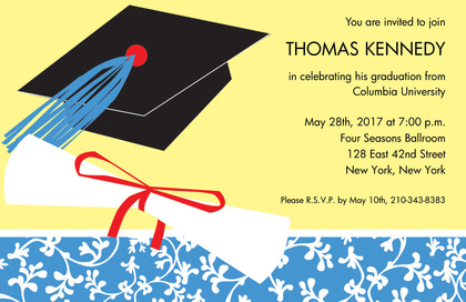 Paisley Cap Graduation Invitations