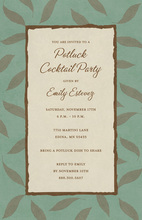 Falling Leaves Green Sage Border Invitations