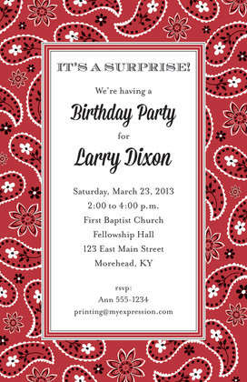 Western Bandana Pink Invitations