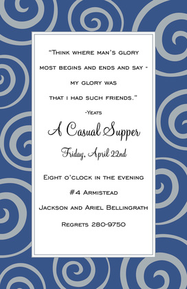 Heritage Whimsical Swirls Grey Invitations