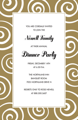 Heritage Whimsical Swirls Grey Invitations