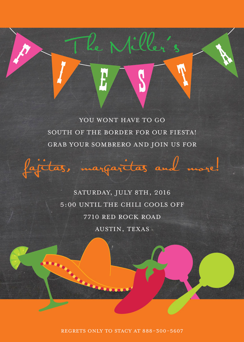 Chalkboard Fun Fiesta Party Invitations