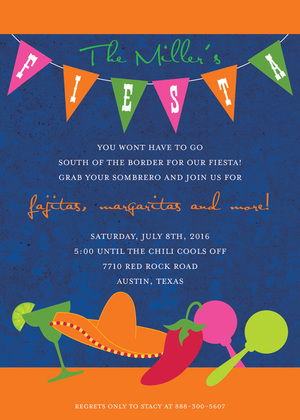 Chalkboard Fun Fiesta Party Invitations