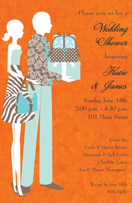Mixed Silhouette Couple Shower Invitations