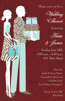 Mixed Silhouette Couple Shower Invitations