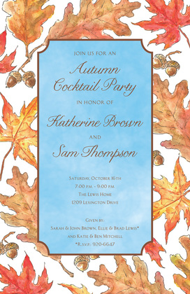 Classy Fall Leaves Border Invitations