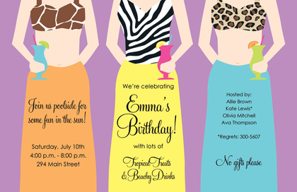 Animal Print Beach Girl Invitations