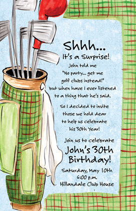 Green Plaid Golf Border Invitation