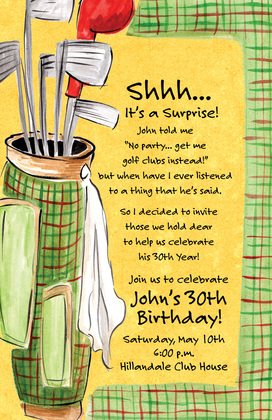 Green Plaid Golf Border Invitation