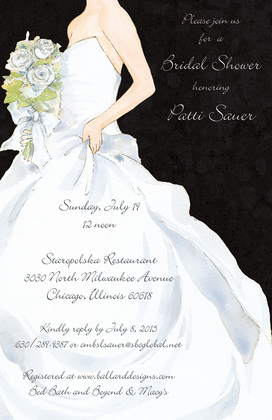Watercolor White Dress Invitations