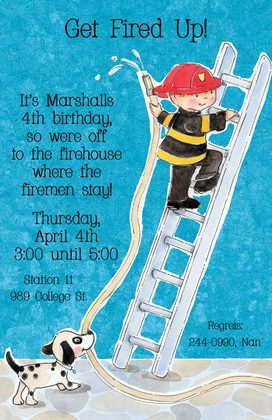 Hero Firefighter Party Invitations