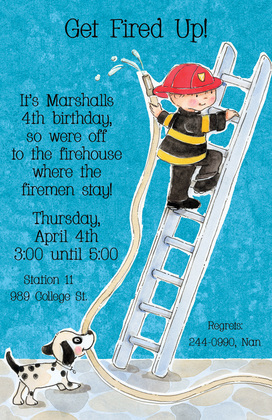 Little Firefighter Climbing Invitation