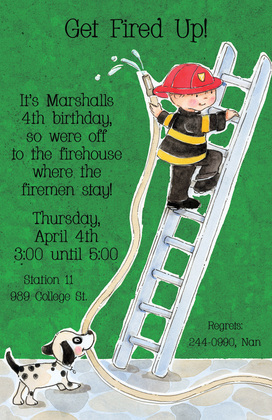 Little Firefighter Climbing Invitation