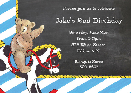 Teddy Bear Riding Pet Pony Invitations