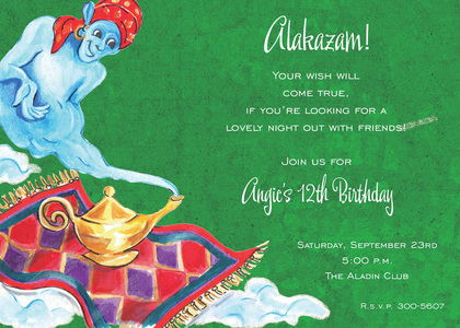 Magical Lamp Blue Genie Invitations