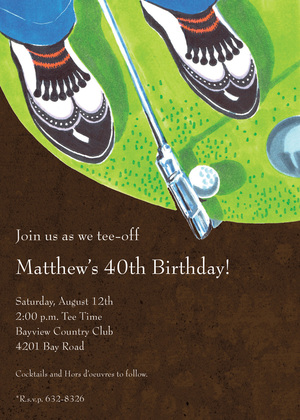 Classy Golfer Shoes Putt Invitations