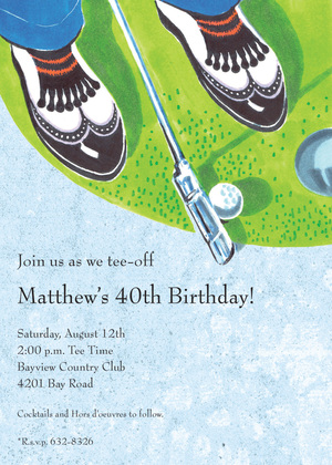 Classy Golfer Shoes Putt Invitations