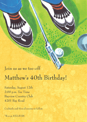 Classy Golfer Shoes Putt Invitations