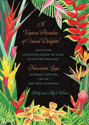 Hawaiian Tropical Party Invitations