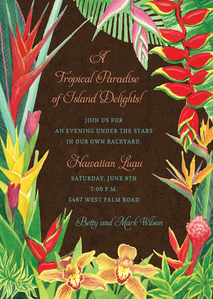 Hawaiian Tropical Party Invitations