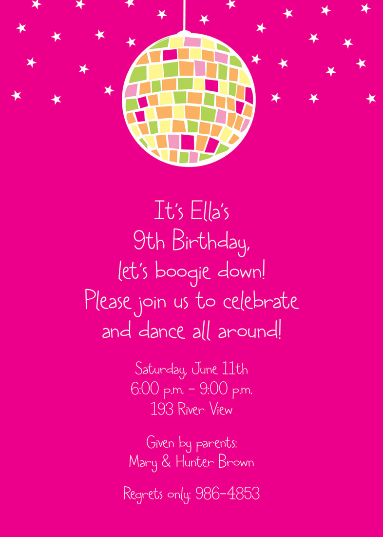 Girly Disco Ball Party Invitation
