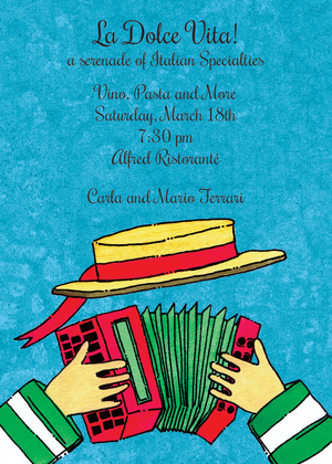 Italian Accordion Music Invitations