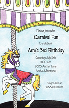 Purple Horse Teal Border Burlap Invitations