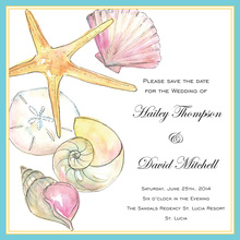 Inspired Decorated Shell Trio Beach Invitations