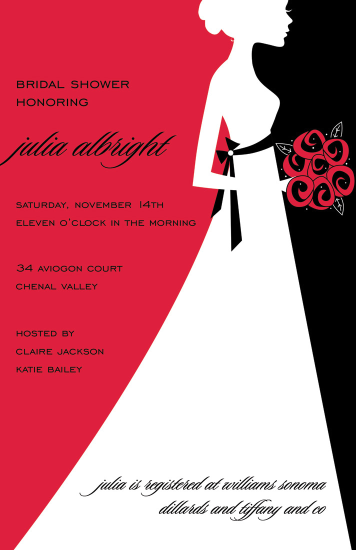 Noveau Jour Crimson Lovely Bride Invitations