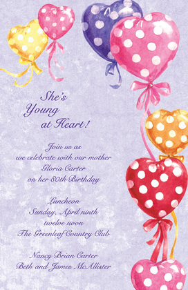 Inflated Colored Loving Hearts Invitation