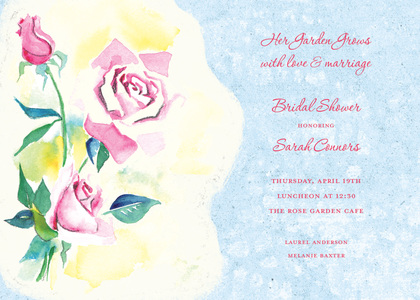 Watercolor Pink Rose Invitations