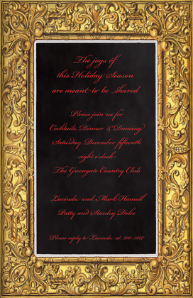 Hand Etching Golden Frame Invitations