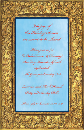 Hand Etching Golden Frame Invitations