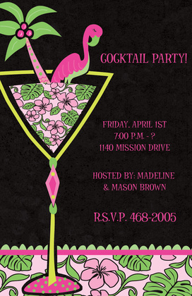 Spring Flamingo Cocktails Invitation