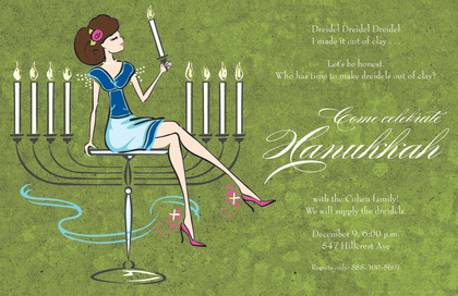 Fun Menorah Girl Invitation