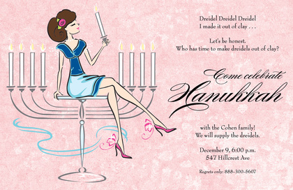 Classic Menorah Girl Invitations