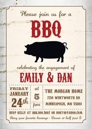 Rustic Wood Western BBQ Party Invitations