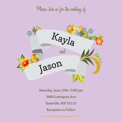 Floral Banner Pale Green Invitations