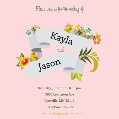 Floral Banner Chalkboard Invitations