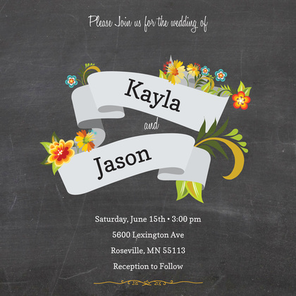 Floral Banner Pale Green Invitations
