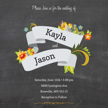 Floral Banner Chalkboard Invitations